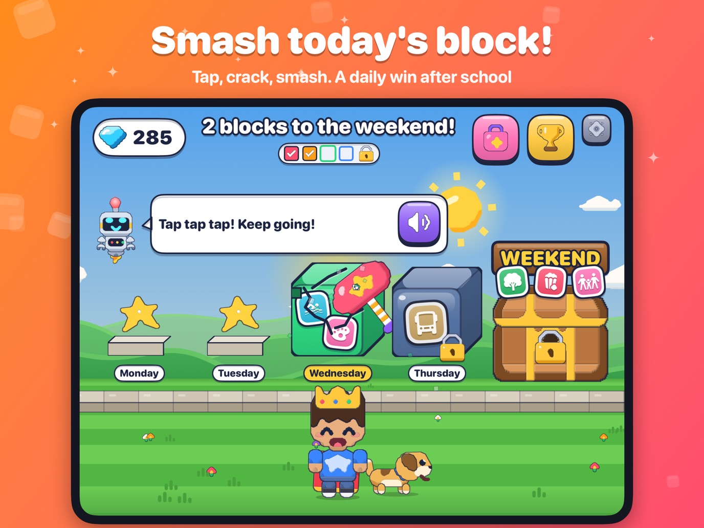 Tapping today's block with the Star Hammer